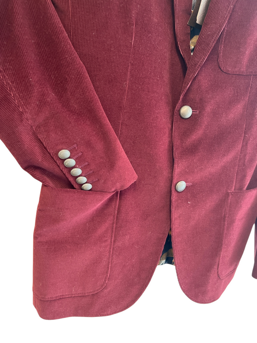 Gucci Size 46 R Maroon Corduroy 2 button Equestrian Lining Pockets Jacket Maroon / 46 R