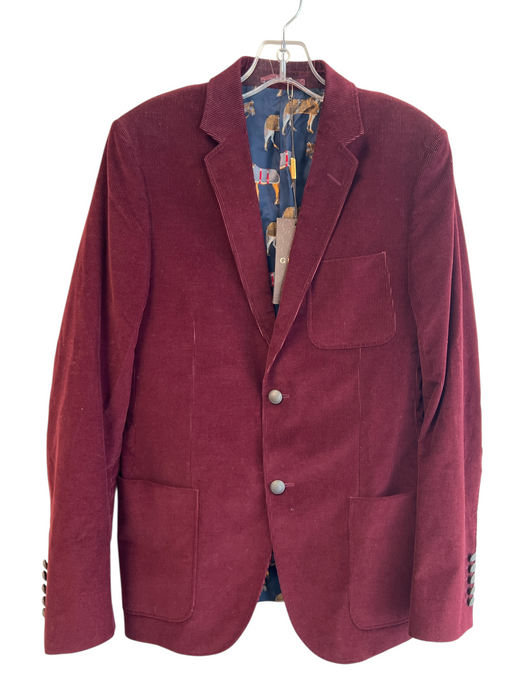 Gucci Size 46 R Maroon Corduroy 2 button Equestrian Lining Pockets Jacket Maroon / 46 R