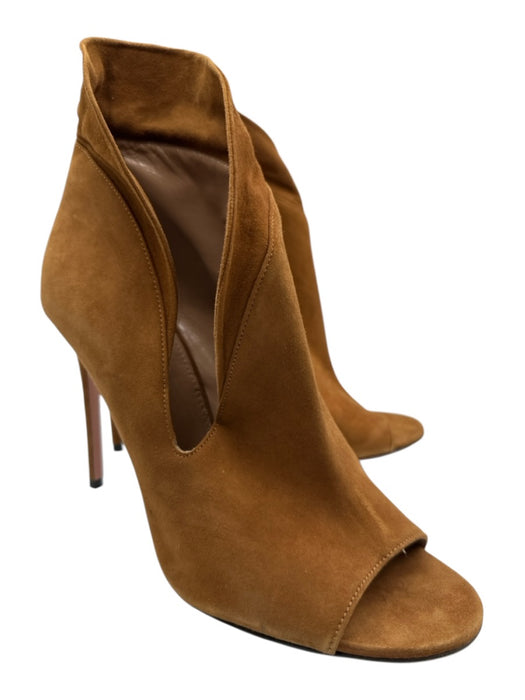 Aquazzura Shoe Size 40 Brown Textile Stiletto Suede Open Toe Boots Brown / 40