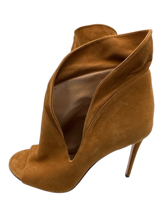 Aquazzura Shoe Size 40 Brown Textile Stiletto Suede Open Toe Boots Brown / 40