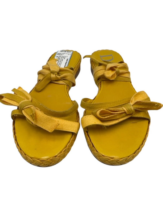 Christian Dior Shoe Size 38 Yellow Leather Lace Up Flat Braided Detail Sandals Yellow / 38