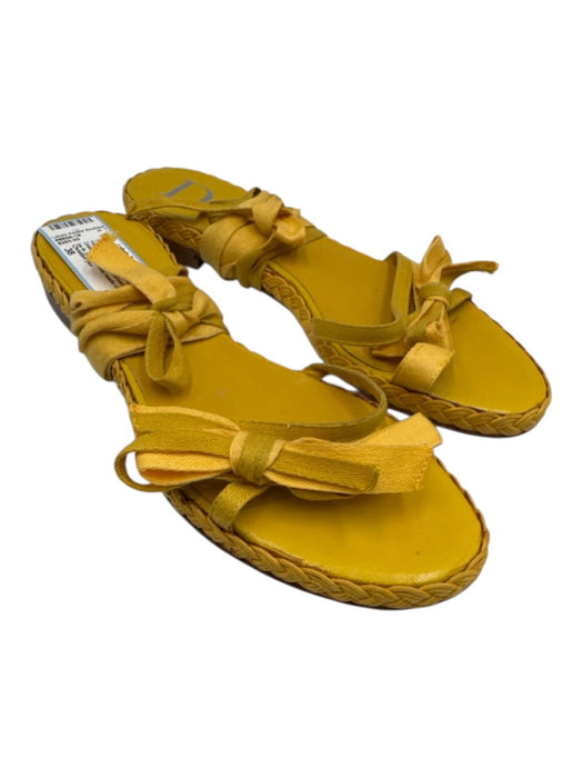 Christian Dior Shoe Size 38 Yellow Leather Lace Up Flat Braided Detail Sandals Yellow / 38