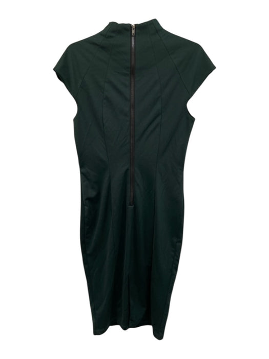 Alexia Admor Size M Dark Green Poly Blend Zip Back V Neck Midi Dress Dark Green / M