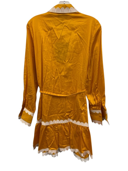 Cynthia Rowley Size L Yellow & White Cotton Button Front Long Sleeve Dress Yellow & White / L