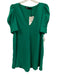 Zara Size L Green Poly Blend V Neck Puff Short Sleeve Knee Length Dress Green / L