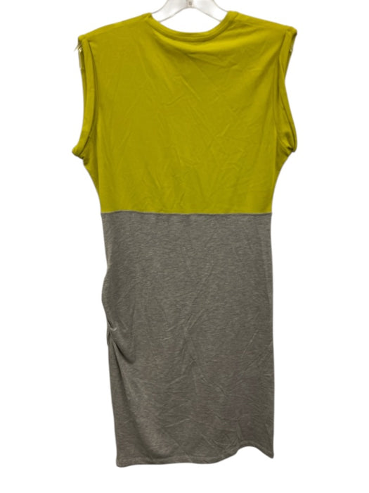 Carven Size L Green & Gray Cotton Blend Colorblock Twist Detail Sleeveless Dress Green & Gray / L
