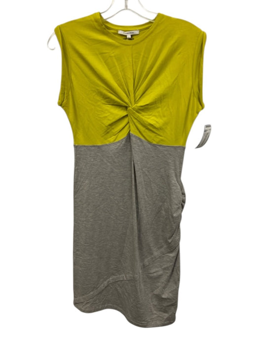 Carven Size L Green & Gray Cotton Blend Colorblock Twist Detail Sleeveless Dress Green & Gray / L