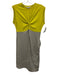 Carven Size L Green & Gray Cotton Blend Colorblock Twist Detail Sleeveless Dress Green & Gray / L