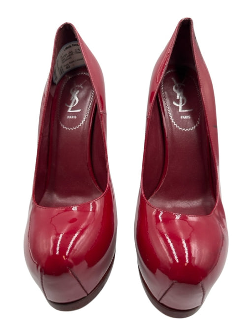 Yves Saint Laurent Shoe Size 40 Red Leather Patent Stilletto Platform Pumps Red / 40
