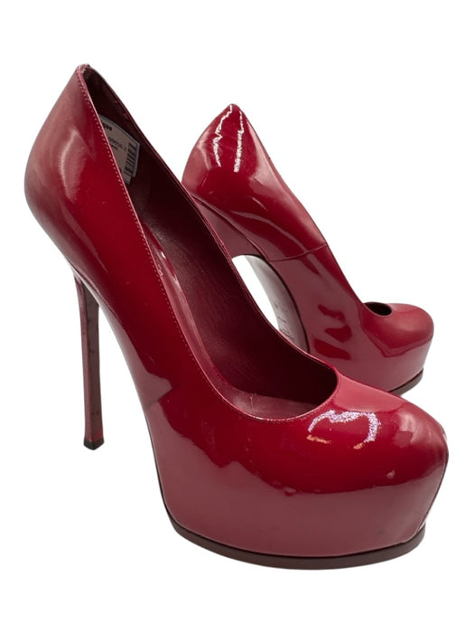 Yves Saint Laurent Shoe Size 40 Red Leather Patent Stilletto Platform Pumps Red / 40