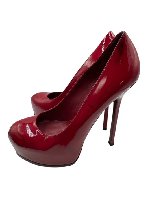 Yves Saint Laurent Shoe Size 40 Red Leather Patent Stilletto Platform Pumps Red / 40