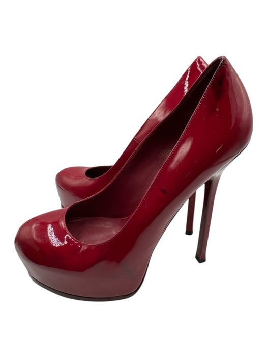 Yves Saint Laurent Shoe Size 40 Red Leather Patent Stilletto Platform Pumps Red / 40