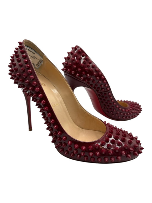 Christian Louboutin Shoe Size 41 Red Patent Leather Studded Stiletto Pumps Red / 41