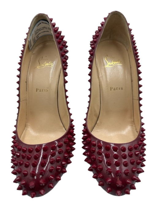 Christian Louboutin Shoe Size 41 Red Patent Leather Studded Stiletto Pumps Red / 41