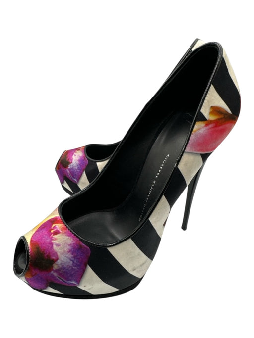 Giuseppe Zanotti Design Shoe Size 40 White, Black & Multi Textile Stiletto Pumps White, Black & Multi / 40