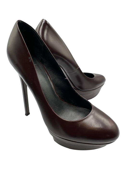 Brian Atwood Shoe Size 9/40 Burgundy Leather Stiletto Platform Round Toe Pumps Burgundy / 9/40