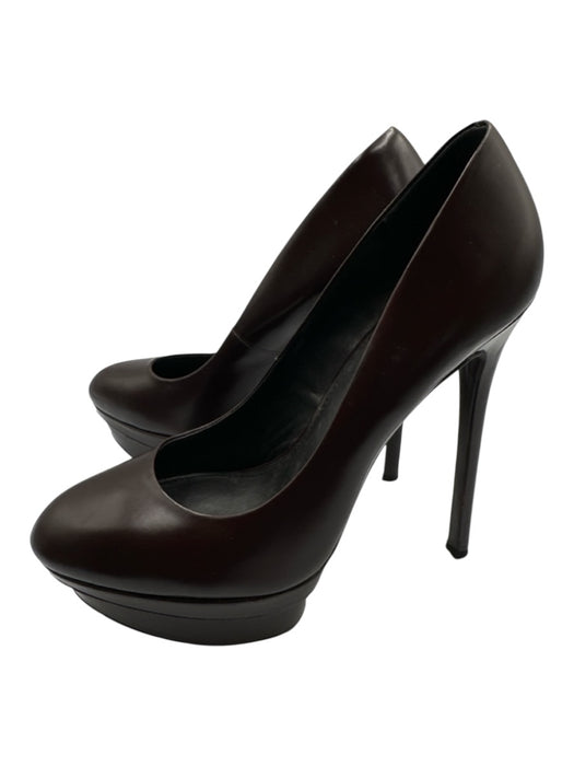 Brian Atwood Shoe Size 9/40 Burgundy Leather Stiletto Platform Round Toe Pumps Burgundy / 9/40
