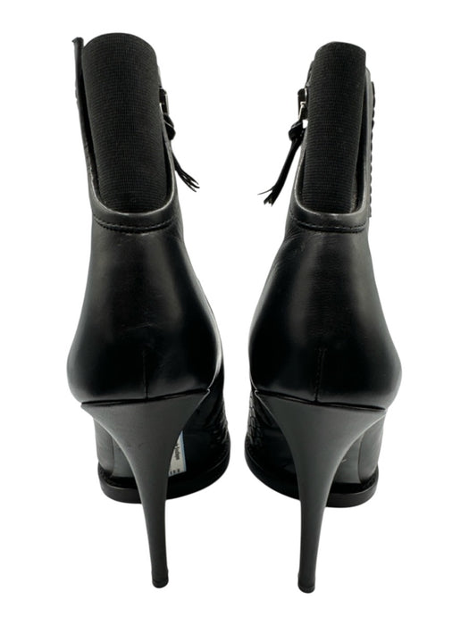 Givenchy Shoe Size 40 Black Leather Woven Detail Zip Close Open Toe Heels Black / 40