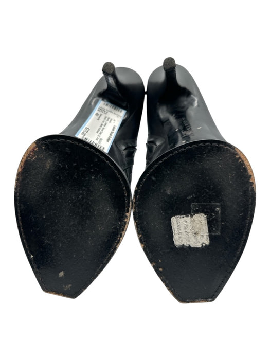 Givenchy Shoe Size 40 Black Leather Woven Detail Zip Close Open Toe Heels Black / 40