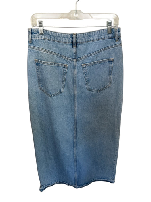 Mango Size S Light Wash Cotton High Waist Slit Denim Maxi Skirt Light Wash / S