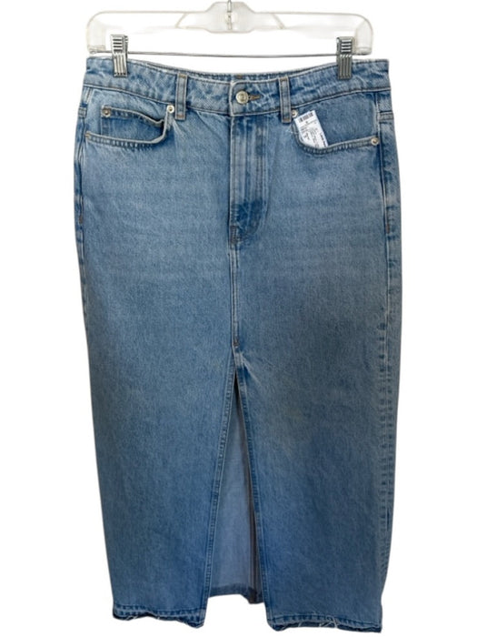 Mango Size S Light Wash Cotton High Waist Slit Denim Maxi Skirt Light Wash / S