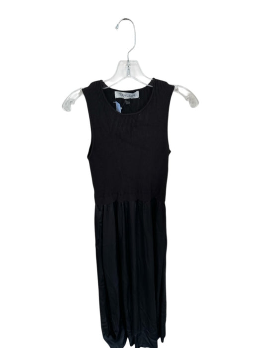 Taylor Size M Black Rayon Blend Sleeveless Ribbed Maxi Mixed Media Dress Black / M