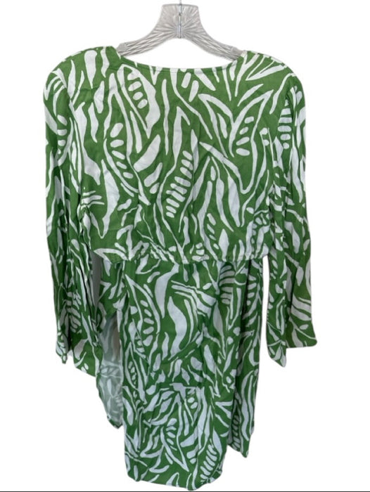 House of Harlow Size M White & Green Viscose Blend Long Sleeve Swirls Skirt Set White & Green / M