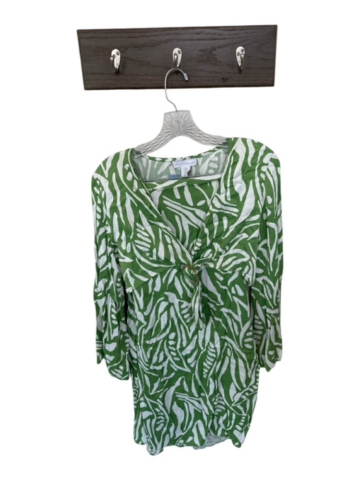House of Harlow Size M White & Green Viscose Blend Long Sleeve Swirls Skirt Set White & Green / M