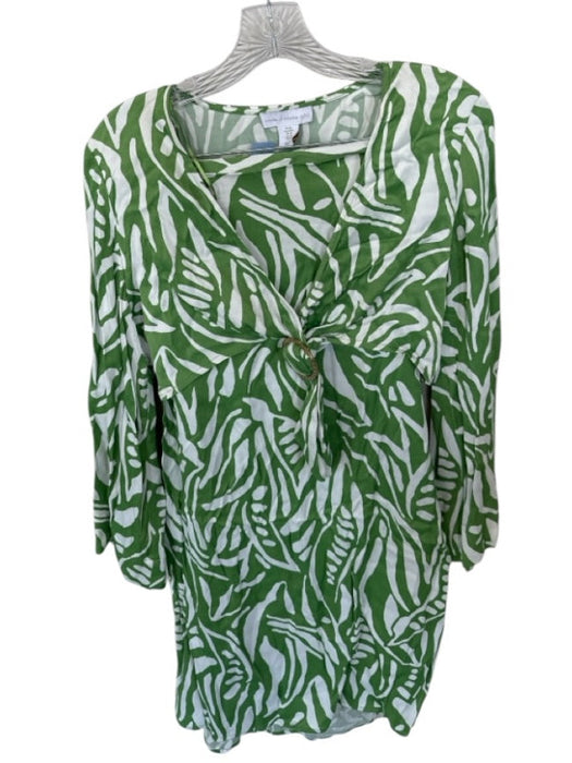House of Harlow Size M White & Green Viscose Blend Long Sleeve Swirls Skirt Set White & Green / M