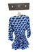 J. Marie Size S Blue & Navy Polyester Long Balloon Sleeve Leaves Dress Blue & Navy / S