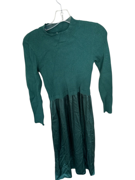 Taylor Size M Forest Green Rayon Blend Long Sleeve Ribbed Maxi Mixed Media Dress Forest Green / M
