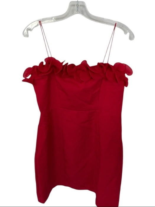 Glam Size L Red Polyester ruffles Spaghetti Strap Dress Red / L