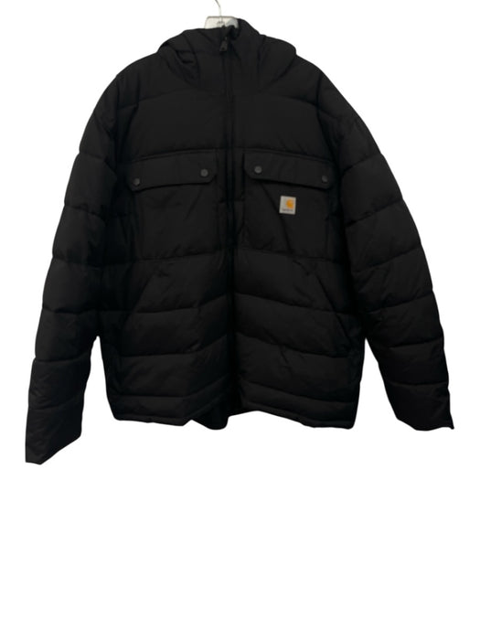 Carhartt Size 2XL Black Synthetic Solid Puffer Zip Up Men's Jacket Black / 2XL
