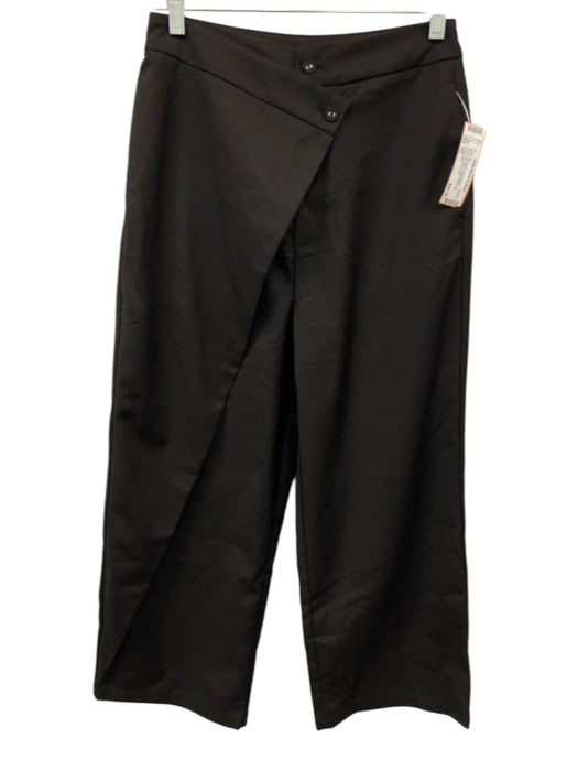 Commense Size XS Black Poly Blend Zip & Button Asymmetic Wrap Detail Pants Set Black / XS