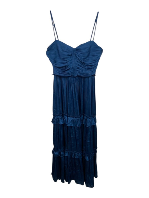 Aqua Size XS Blue Polyester Adjustable Strap Zip Back Maxi Pleats Dress Blue / XS