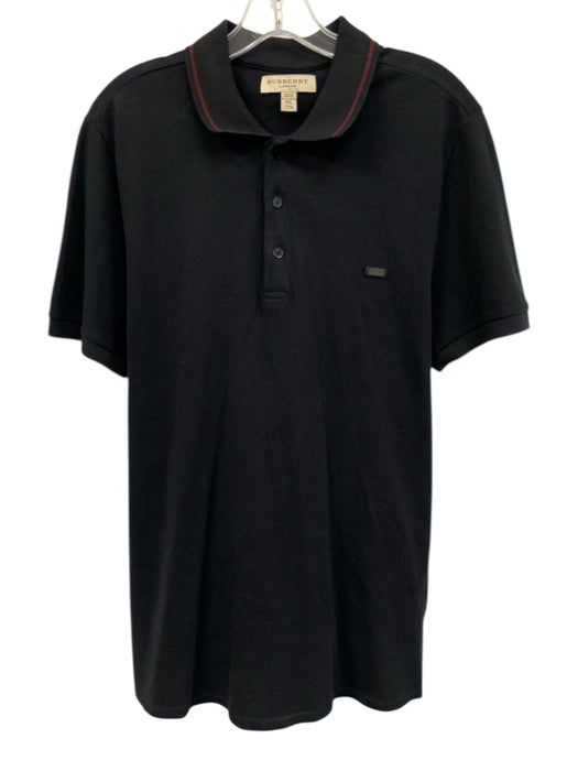 Burberry Size XXL Black Cotton Solid Polo Men's Short Sleeve Black / XXL