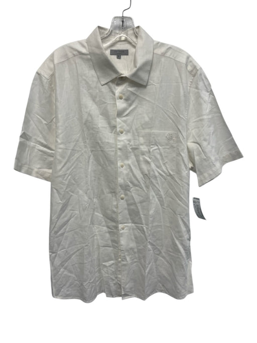 Ted Baker Size 6 White Linen Solid Button Up front pocket Men's Short Sleeve White / 6