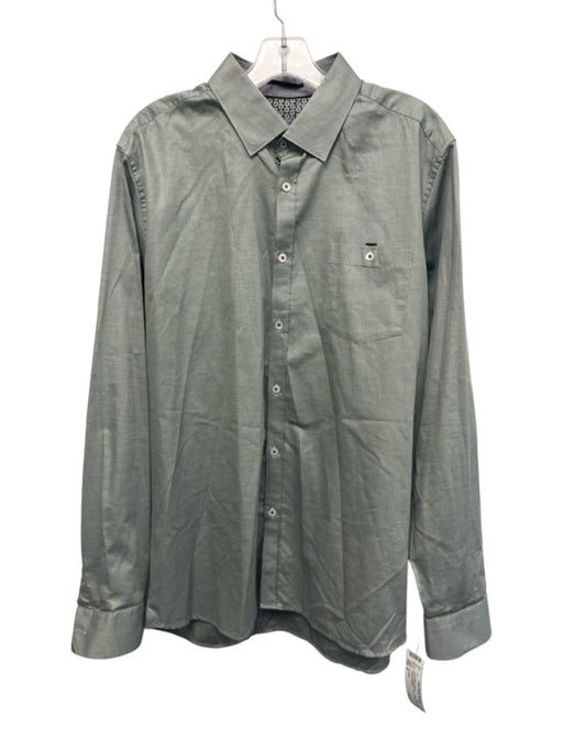 Ted Baker Size 6 Gray Cotton Blend Micro Button Up Men's Long Sleeve Shirt Gray / 6