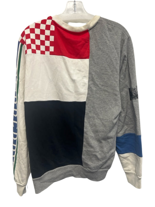 Burberry Size M White & Gray Cotton Blend Color Block Men's Long Sleeve Shirt White & Gray / M