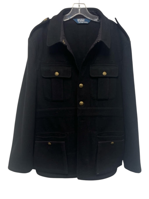 Polo Size XXL Black Wool Solid Military Button up Men's Jacket Black / XXL