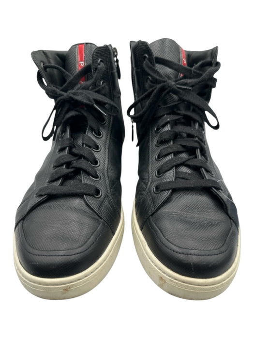 Prada Shoe Size 9.5 Black Leather Solid Sneaker Men's Shoes Black / 9.5