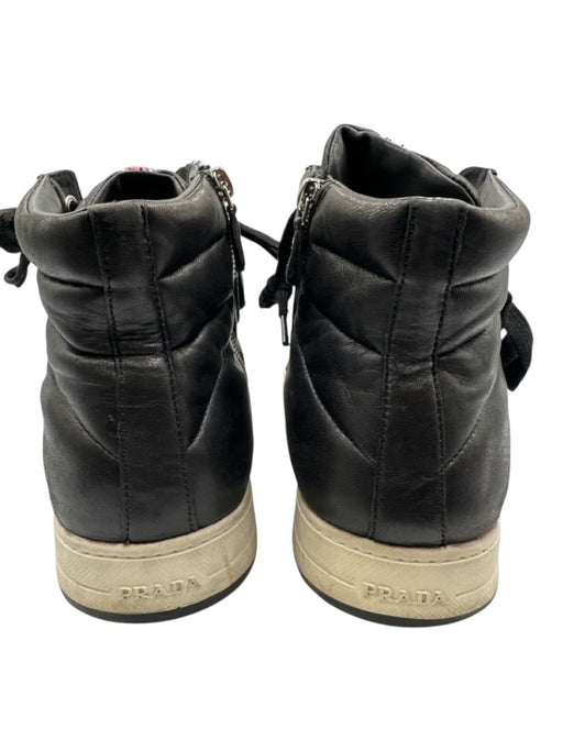 Prada Shoe Size 9.5 Black Leather Quilted Sneaker Men's Shoes Black / 9.5