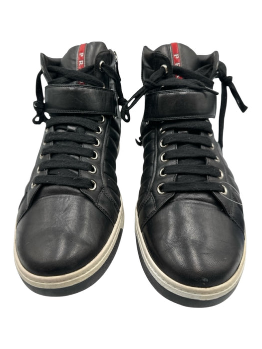 Prada Shoe Size 9.5 Black Leather Quilted Sneaker Men's Shoes Black / 9.5