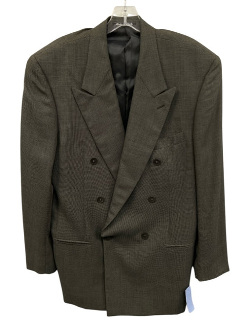 Giorgio Armani Olive Green & Multi Wool All Over Print Double Breasted Blazer Olive Green & Multi / 40L