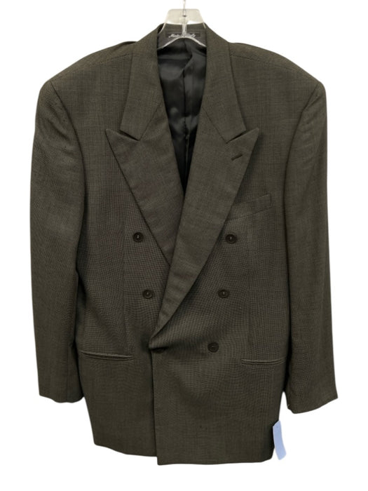 Giorgio Armani Olive Green & Multi Wool All Over Print Double Breasted Blazer Olive Green & Multi / 40L