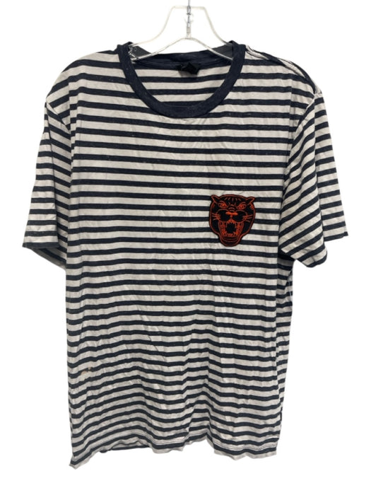 Diesel Size Est M Blue & White Cotton Striped T shirt Crew Men's Short Sleeve Blue & White / Est M