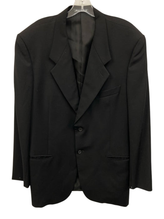 Armani Collezioni Black Wool Solid 2 Button Men's Blazer Black / 46L