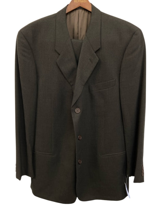 Giorgio Armani Black & Brown Wool All Over Print 3 button Men's Suit Black & Brown / 44