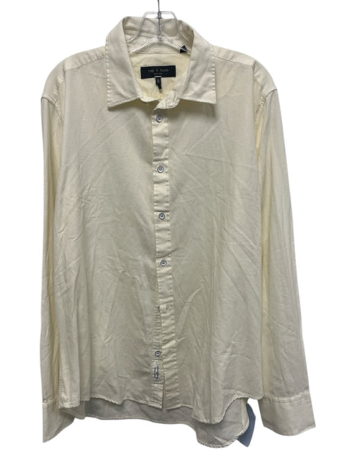 Rag & Bone Size XL Off White Cotton Blend Solid Button Up Long Sleeve Shirt Off White / XL