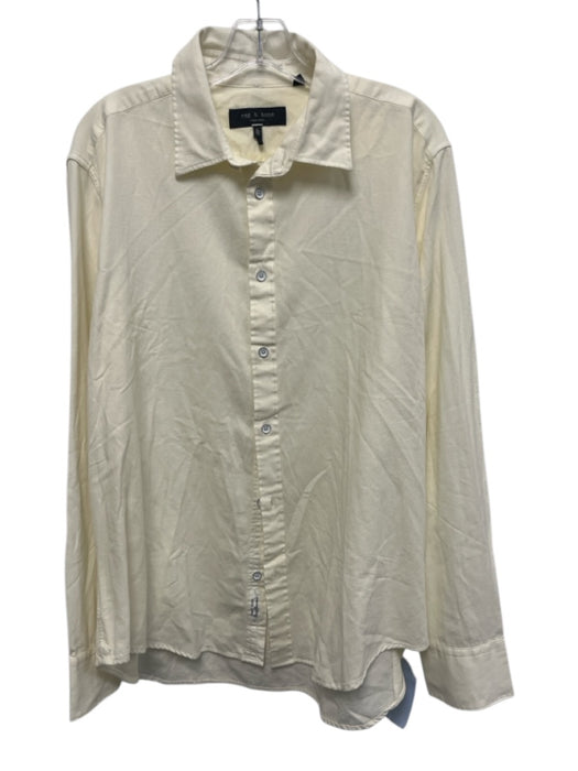 Rag & Bone Size XL Off White Cotton Blend Solid Button Up Long Sleeve Shirt Off White / XL